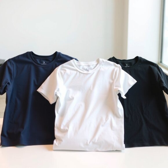Various Other - Men’s Large 3 Pack Tees – Dark Blue, Black & White Comfort Bundle